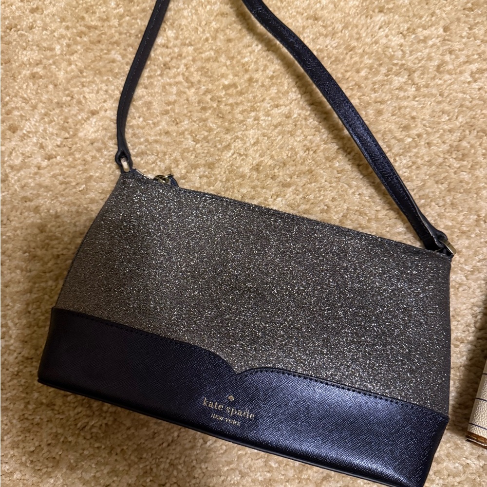 Kate Spade Glittery Blue  and Gold Crossbody Bag